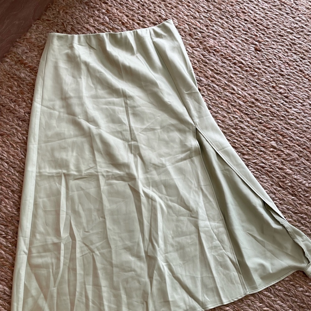 Danielle Berstein WeWoreWhat Green Slit Skirt
